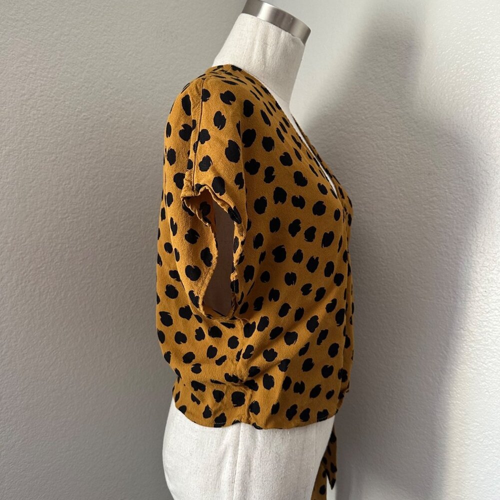 Madewell Mustard Yellow Polka Dot Wrap Blouse - Picture 5 of 11